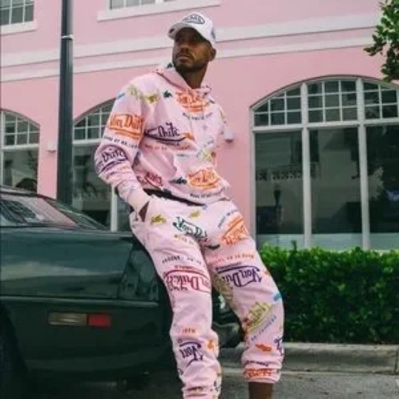 Von Dutch Unisex Pink All Over Print Sweatpants/Joggers |LIMITED EDITION|NEW/NWT - Picture 4 of 16